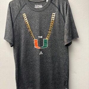 Adidas Ultimate Tee Miami Hurricanes "The U" Chain Graphic T-Shirt Men's Size L